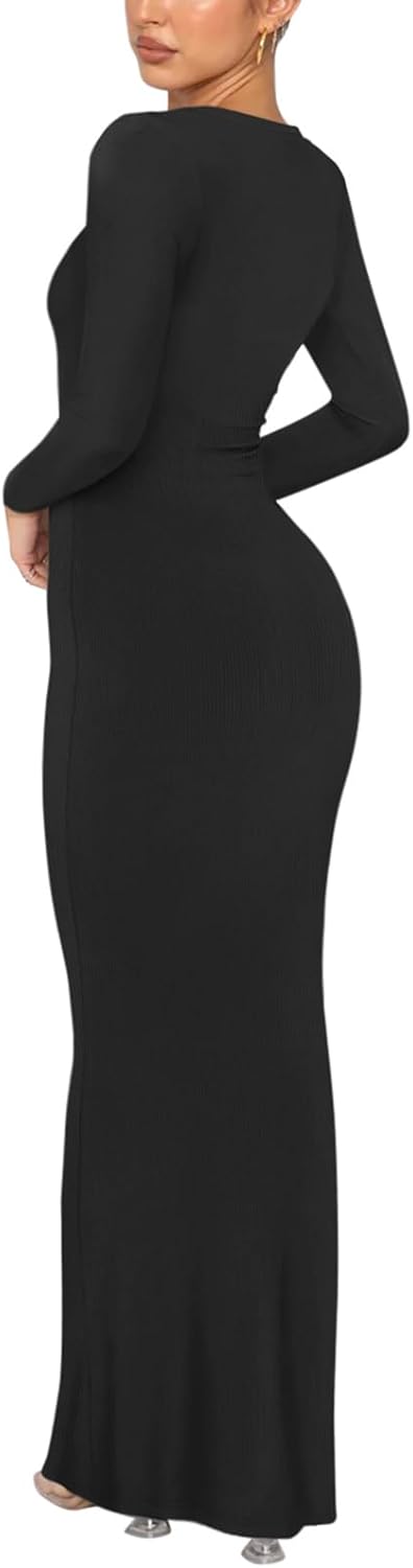 REORIA Women’s Ribbed Bodycon Maxi Dress