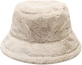 HONGTEYA Winter Fluffy Faux Fur Bucket Hat
