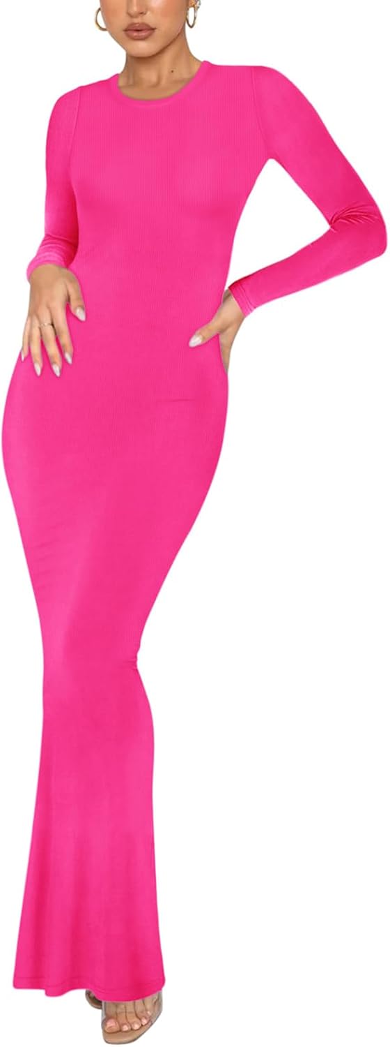 REORIA Women’s Ribbed Bodycon Maxi Dress