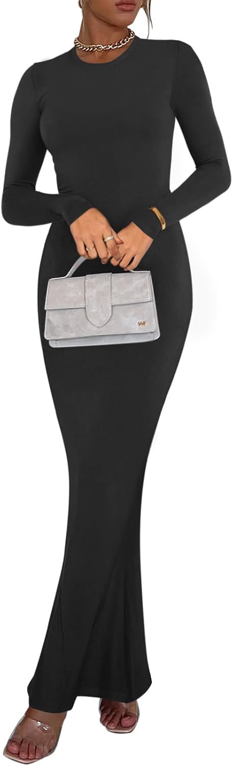 REORIA Women’s Ribbed Bodycon Maxi Dress