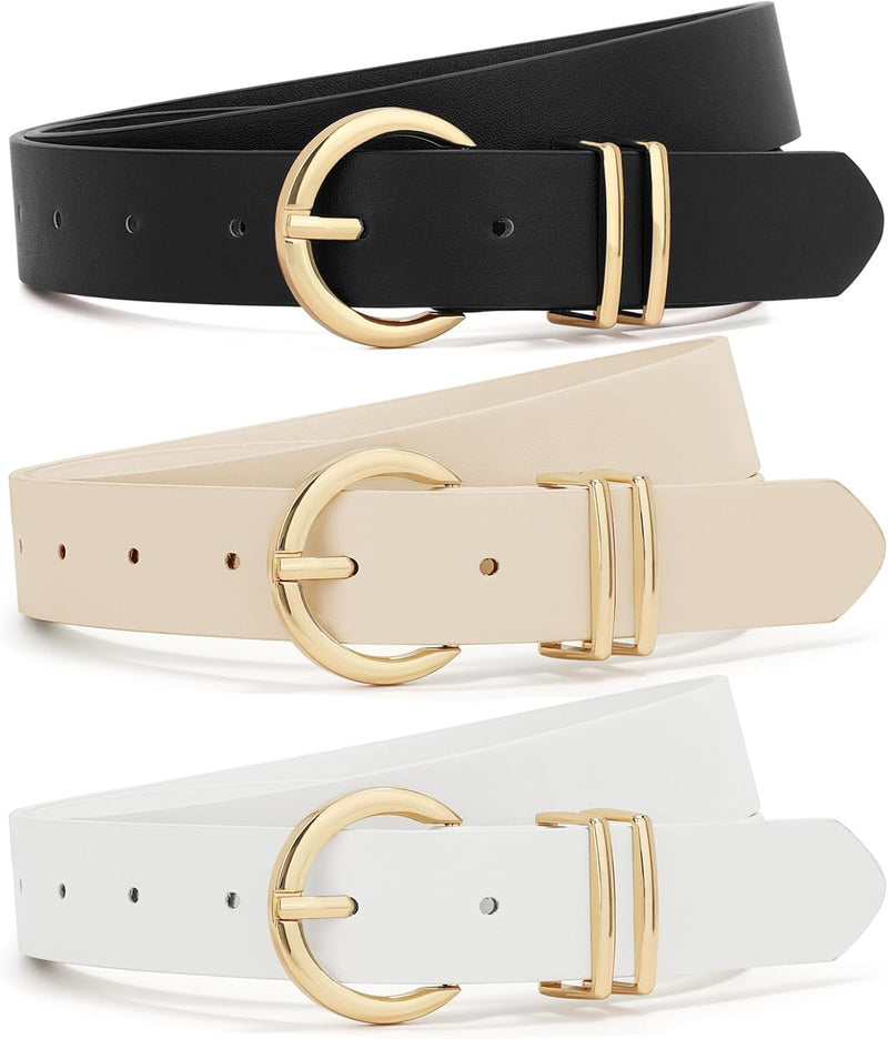 XZQTIVE Women’s Leather Belt Set (3-Pack)