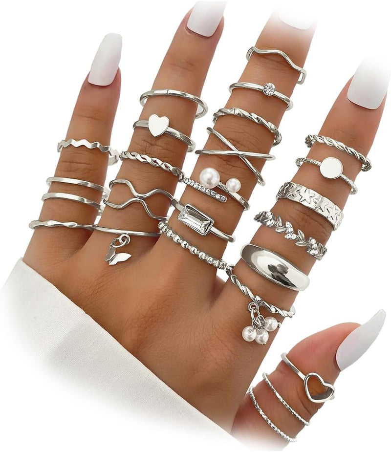 IFKM Gold Stackable Knuckle Rings Set for Women