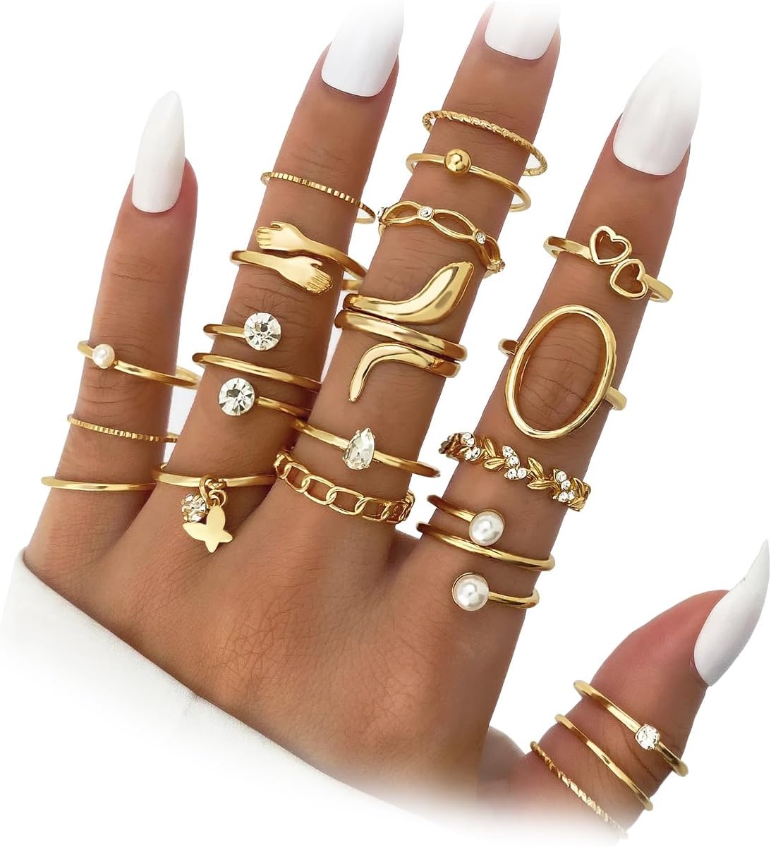 IFKM Gold Stackable Knuckle Rings Set for Women