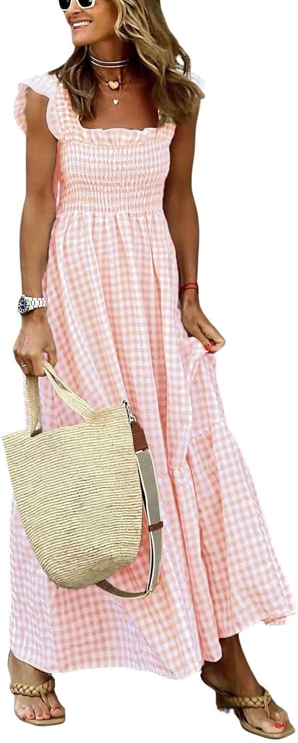 chouyatou Women’s Retro Plaid Maxi Dress