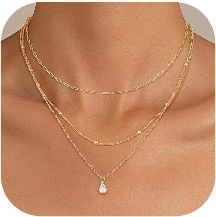 Kakonia Layered Gold Pendant Necklace Set