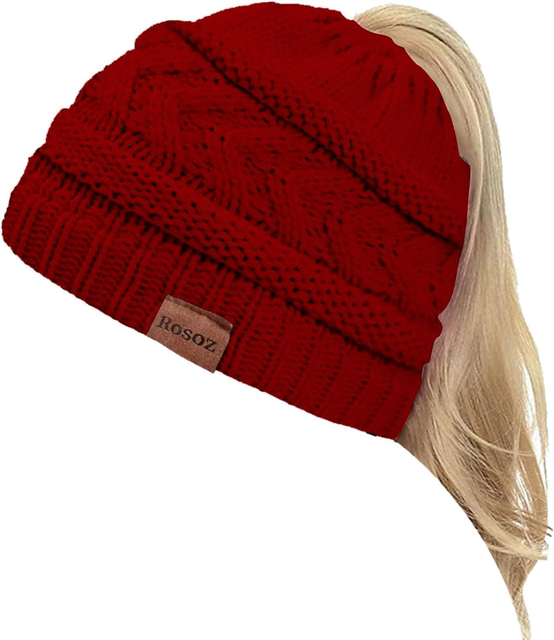 Rosoz 2 Pack Ponytail Beanie for Women