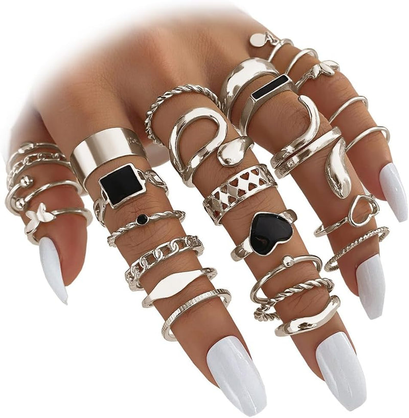 IFKM Gold Stackable Knuckle Rings Set for Women