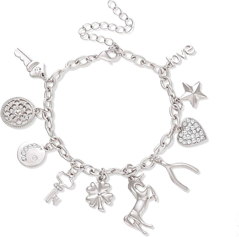 Women’s Link Charm Bracelet with Unicorn & Star