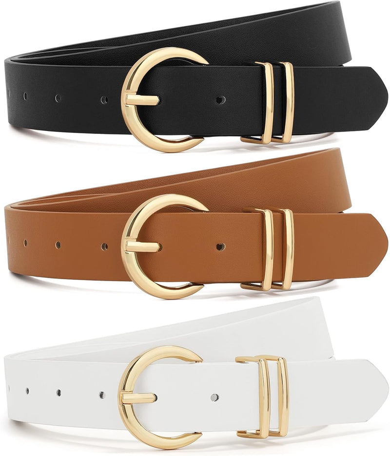 XZQTIVE Women’s Leather Belt Set (3-Pack)