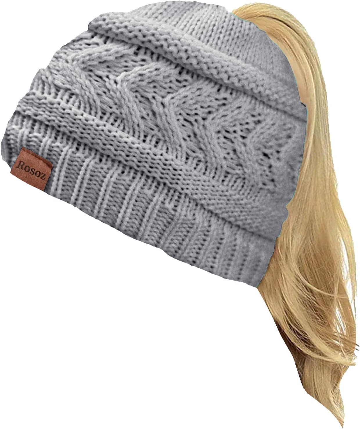 Rosoz 2 Pack Ponytail Beanie for Women
