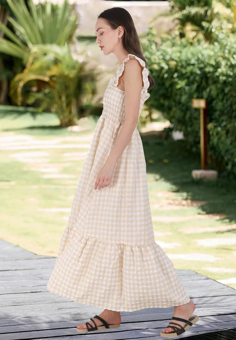 chouyatou Women’s Retro Plaid Maxi Dress