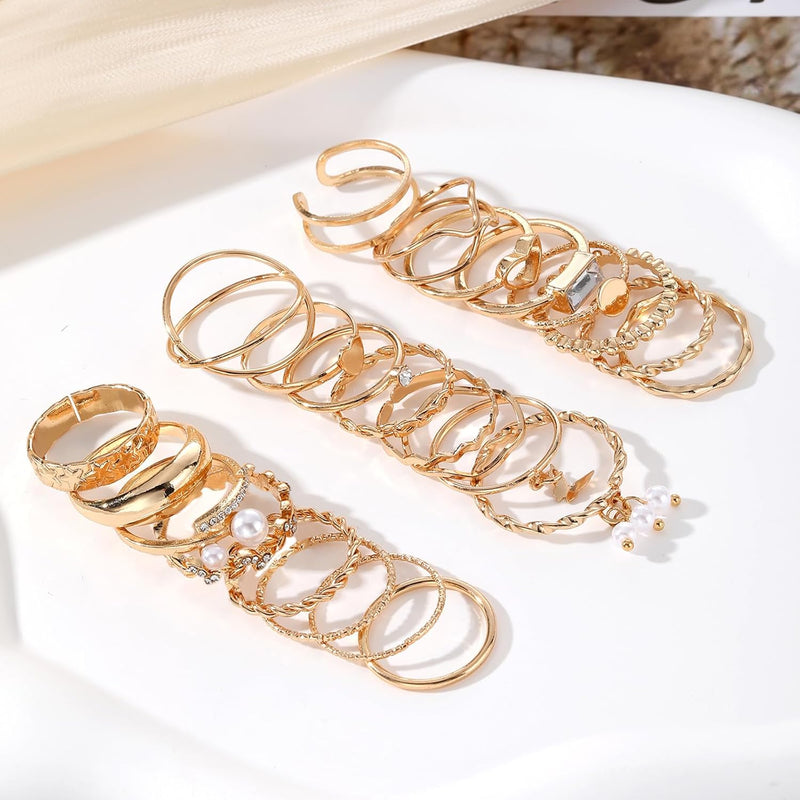 IFKM Gold Stackable Knuckle Rings Set for Women