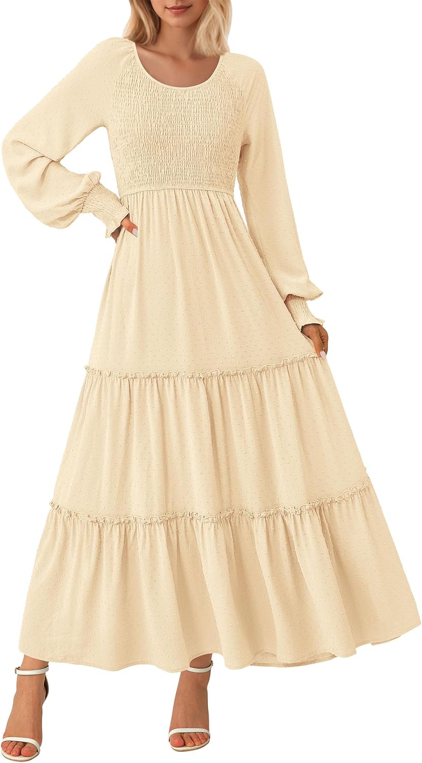 PRETTYGARDEN Women's Smocked Maxi Dress