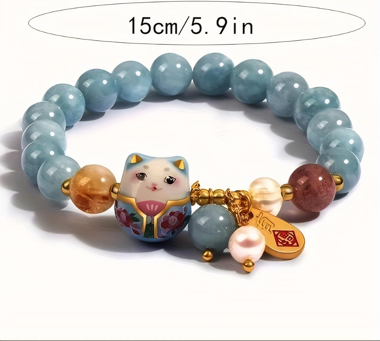 Lucky Cat Blue Crystal Bracelet for Women