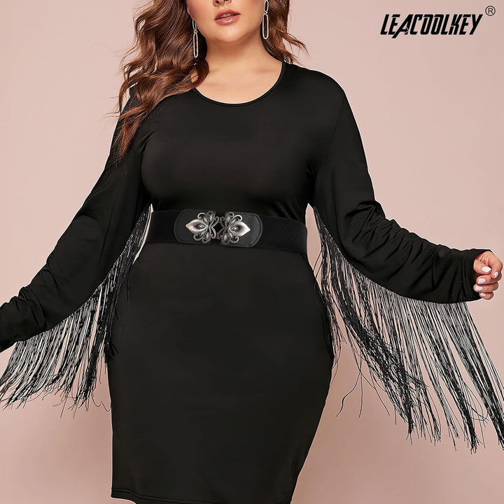 LEACOOLKEY 4 Pack Women Wide Elastic Waist Belt