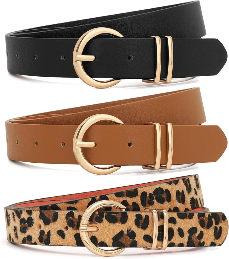 XZQTIVE Women’s Leather Belt Set (3-Pack)