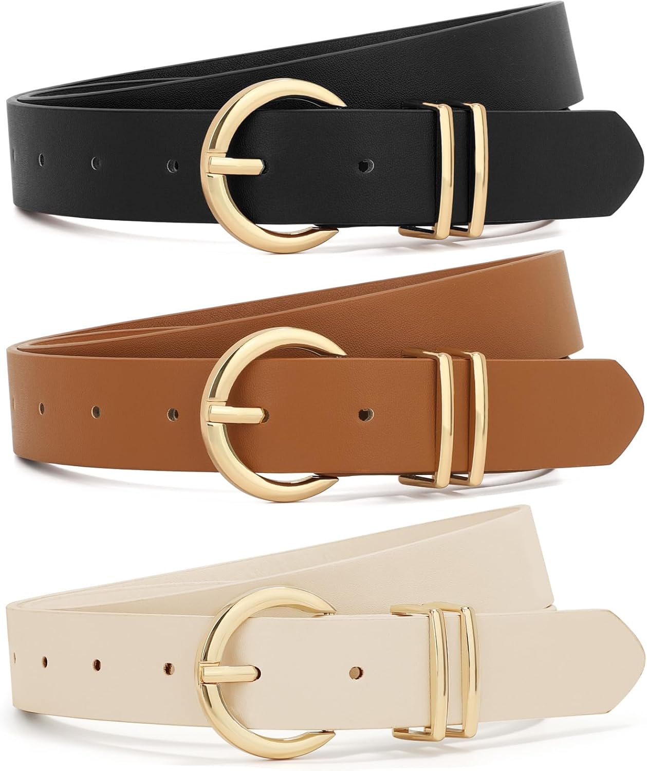 XZQTIVE Women’s Leather Belt Set (3-Pack)