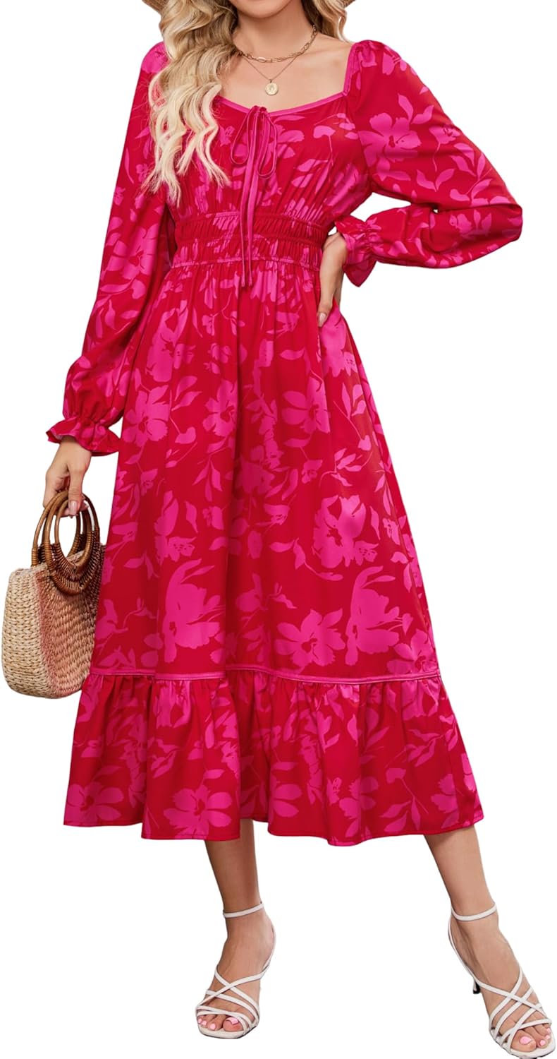 ZAFUL Women's Boho Floral Midi Dress