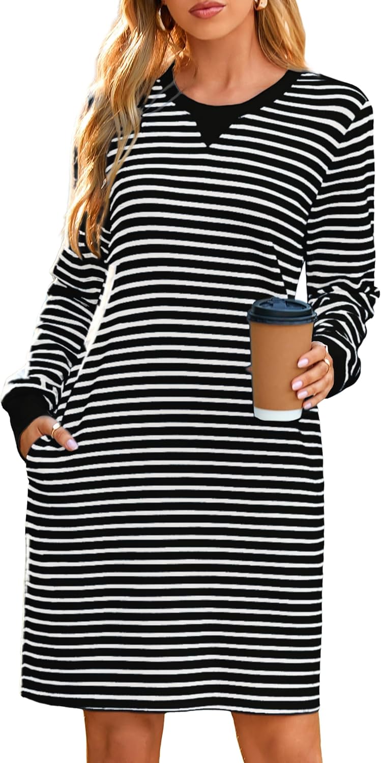 Glamaker Women’s Casual Shift Midi Dress with Pockets