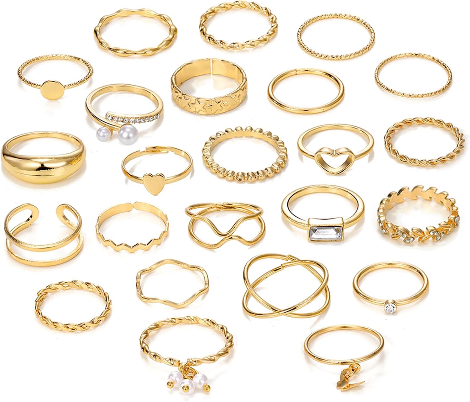 IFKM Gold Stackable Knuckle Rings Set for Women
