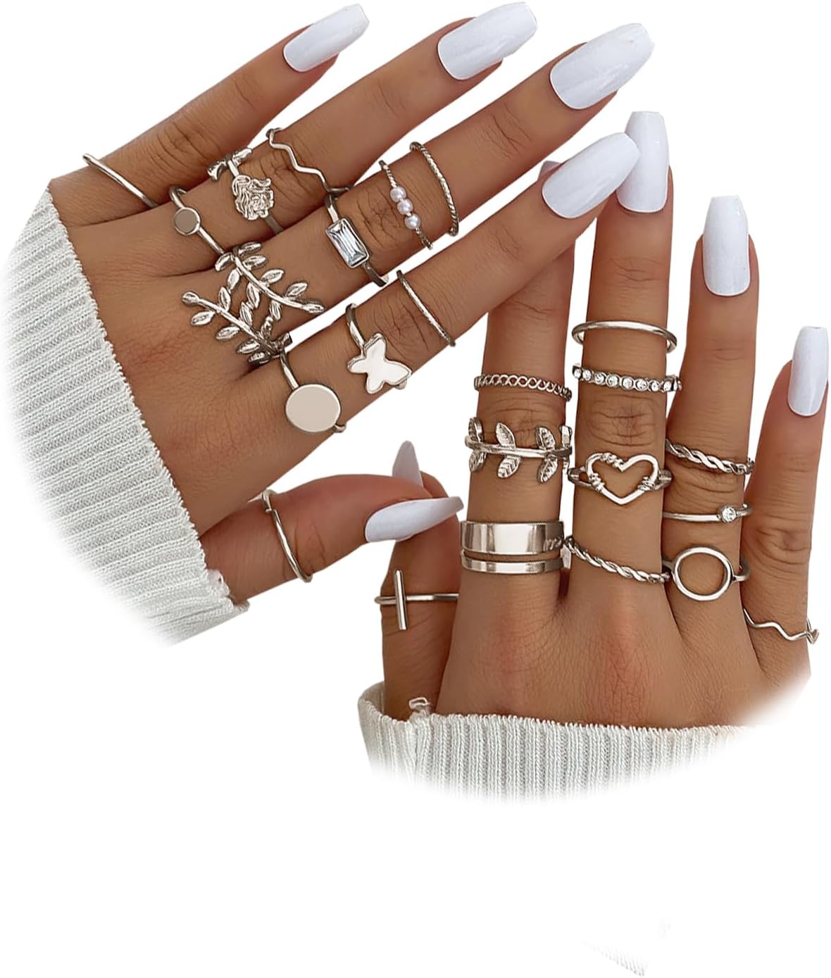 IFKM Gold Stackable Knuckle Rings Set for Women