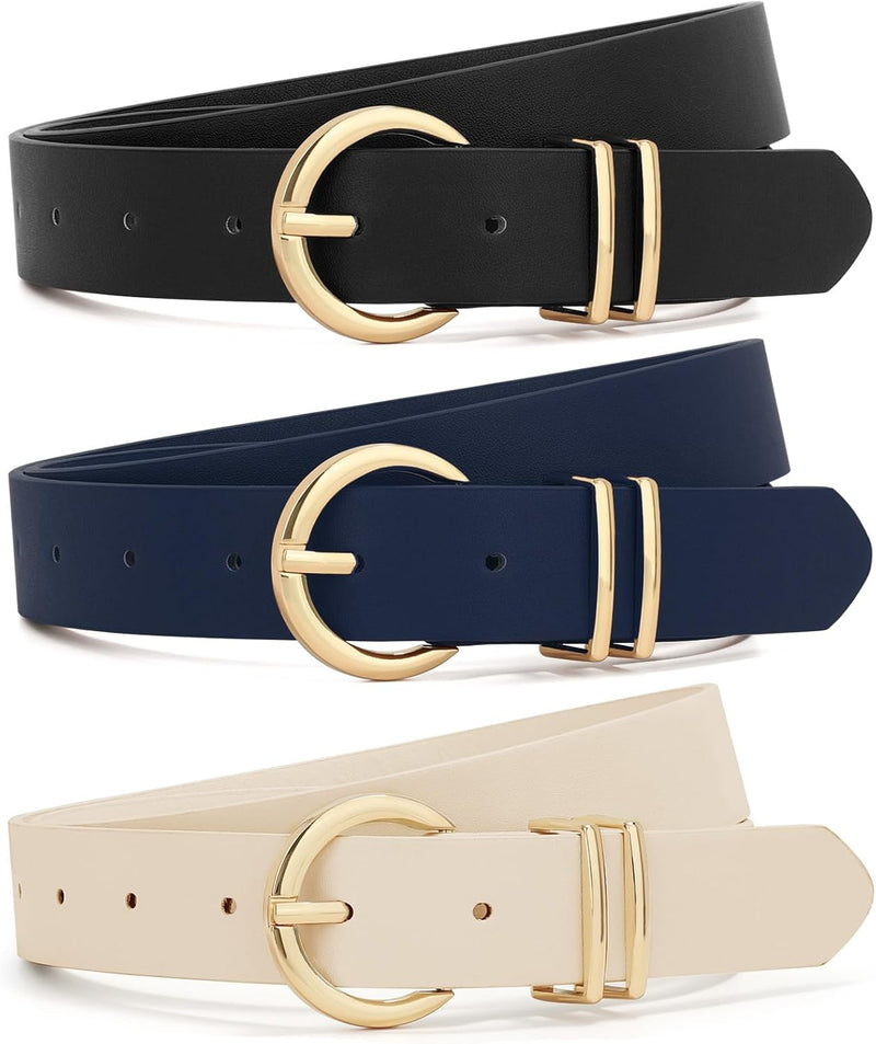 XZQTIVE Women’s Leather Belt Set (3-Pack)
