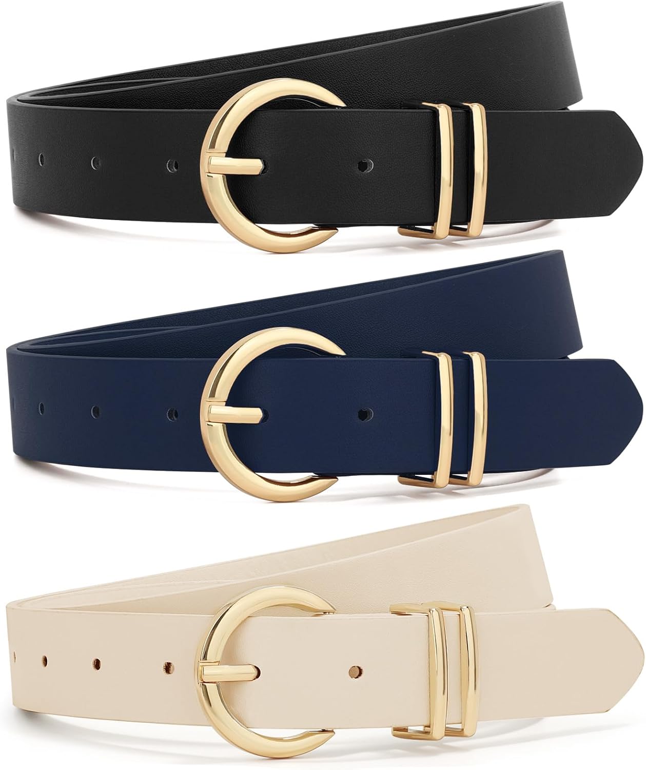 XZQTIVE Women’s Leather Belt Set (3-Pack)