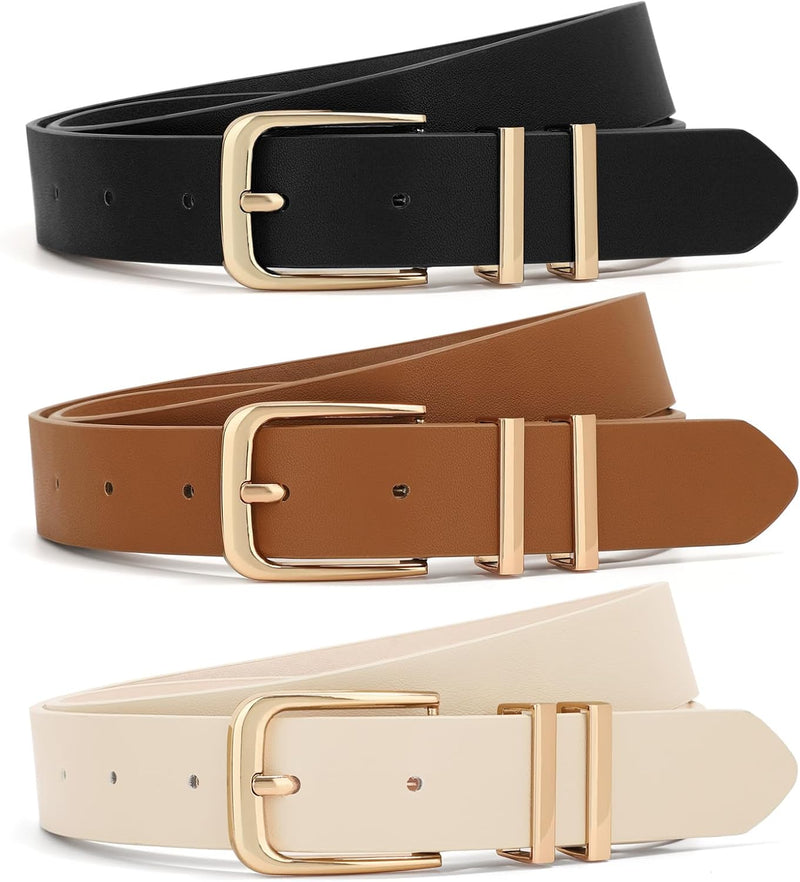 XZQTIVE Women’s Leather Belt Set (3-Pack)