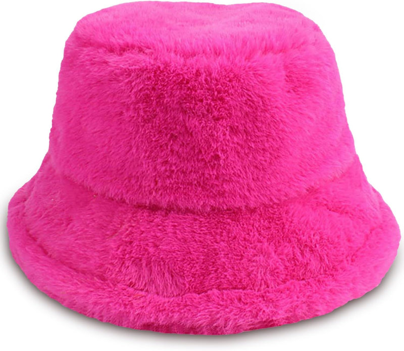 HONGTEYA Winter Fluffy Faux Fur Bucket Hat