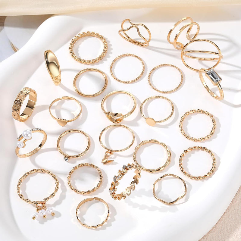 IFKM Gold Stackable Knuckle Rings Set for Women