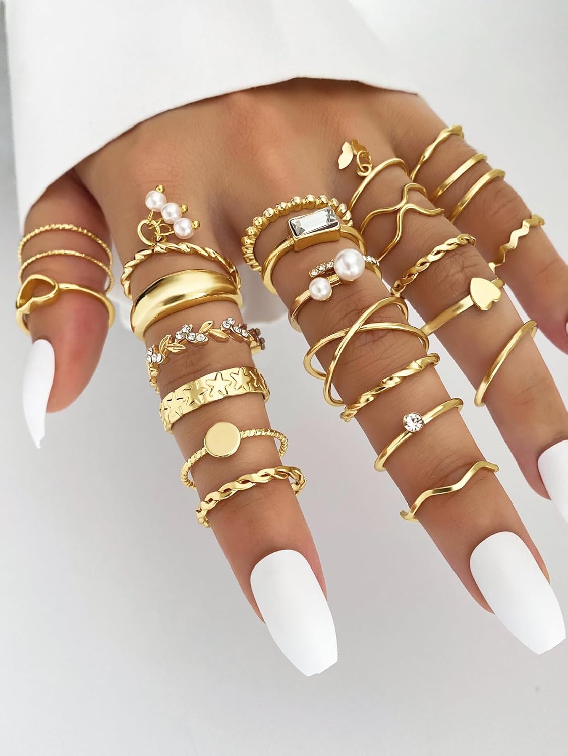 IFKM Gold Stackable Knuckle Rings Set for Women
