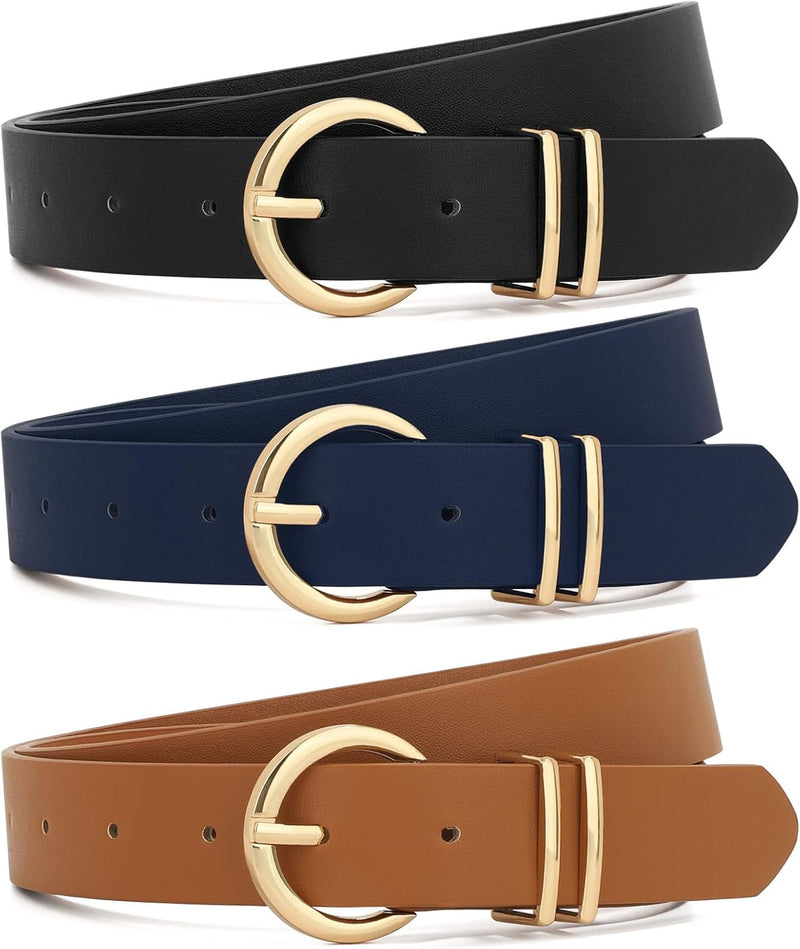 XZQTIVE Women’s Leather Belt Set (3-Pack)