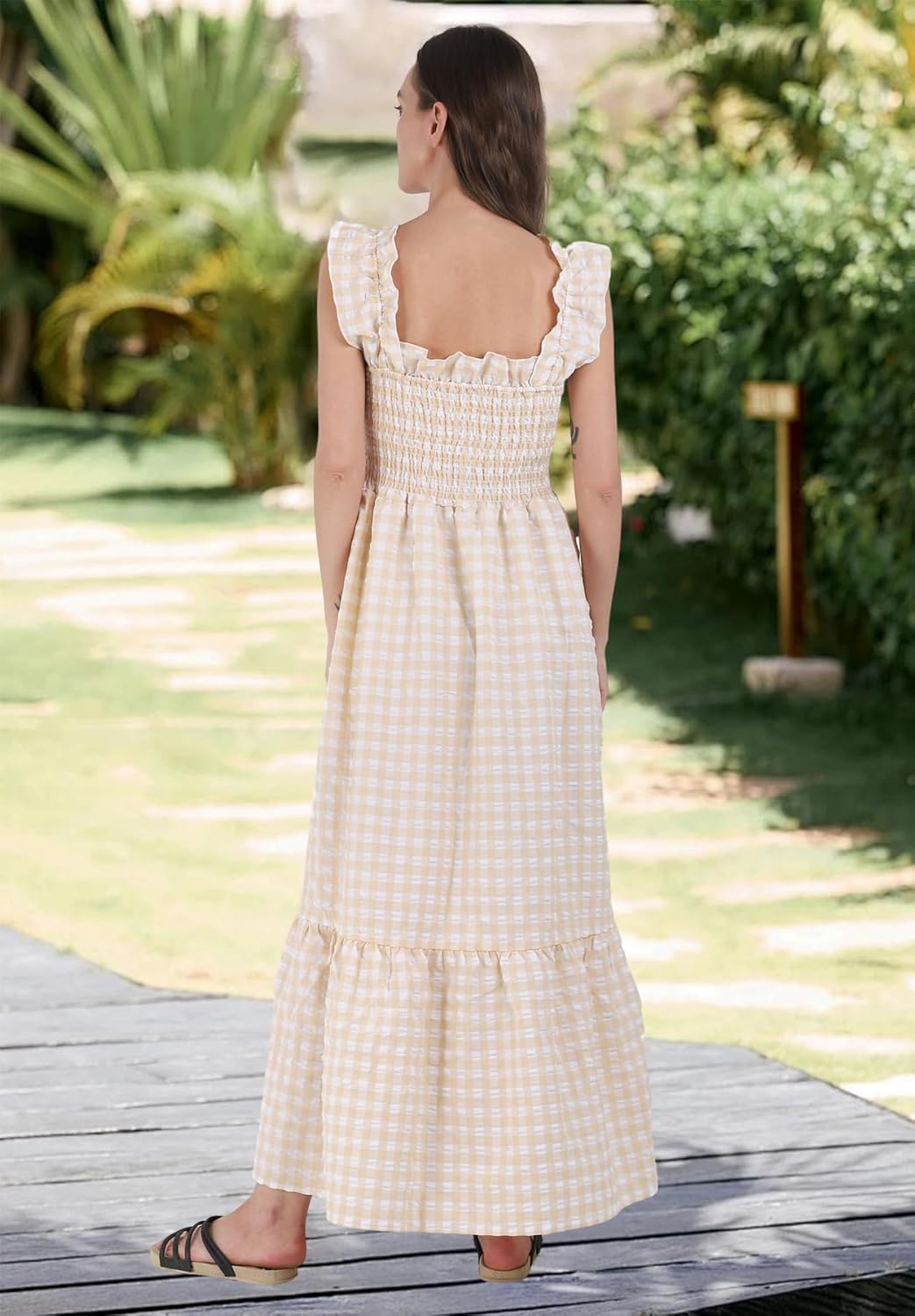 chouyatou Women’s Retro Plaid Maxi Dress