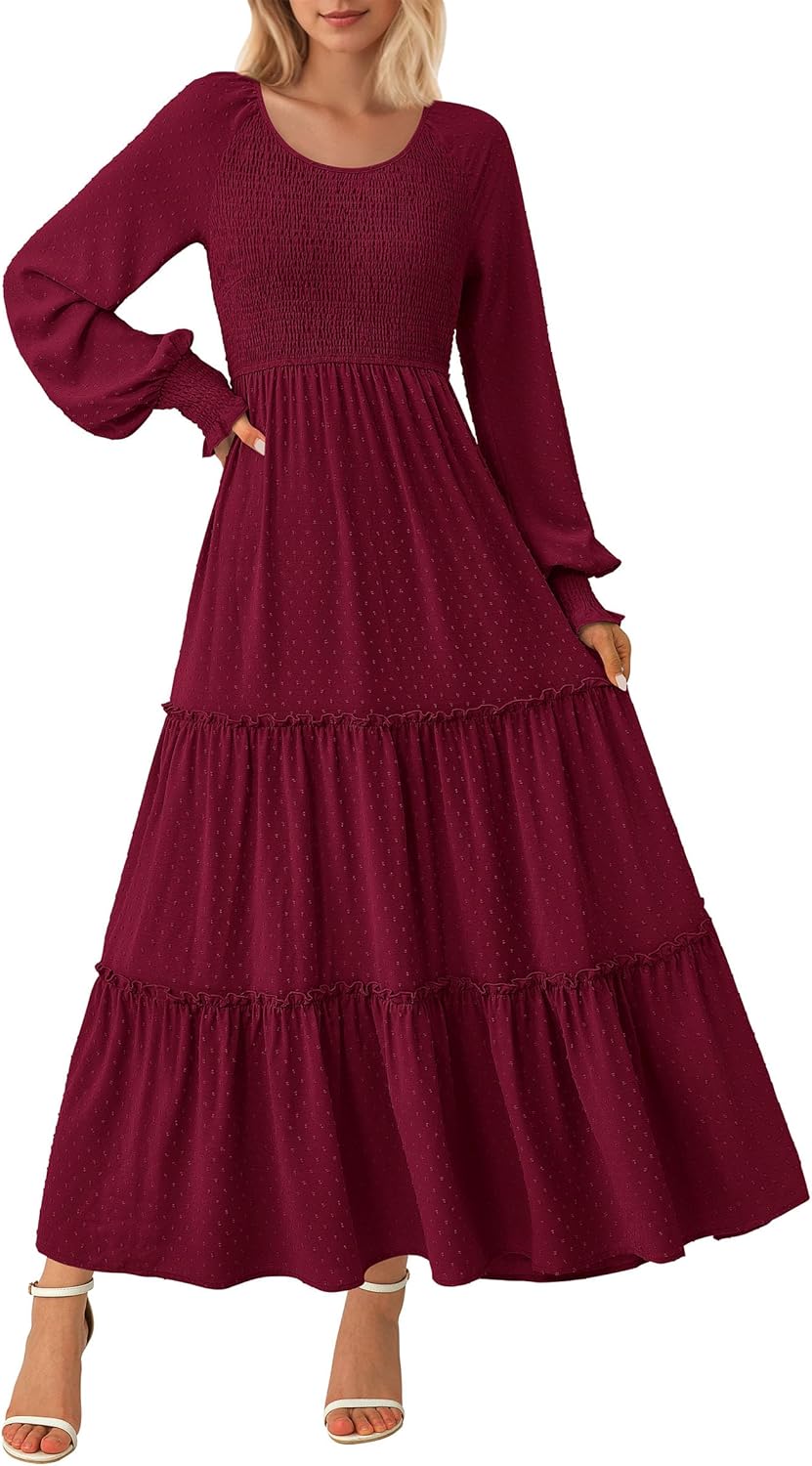 PRETTYGARDEN Women's Smocked Maxi Dress