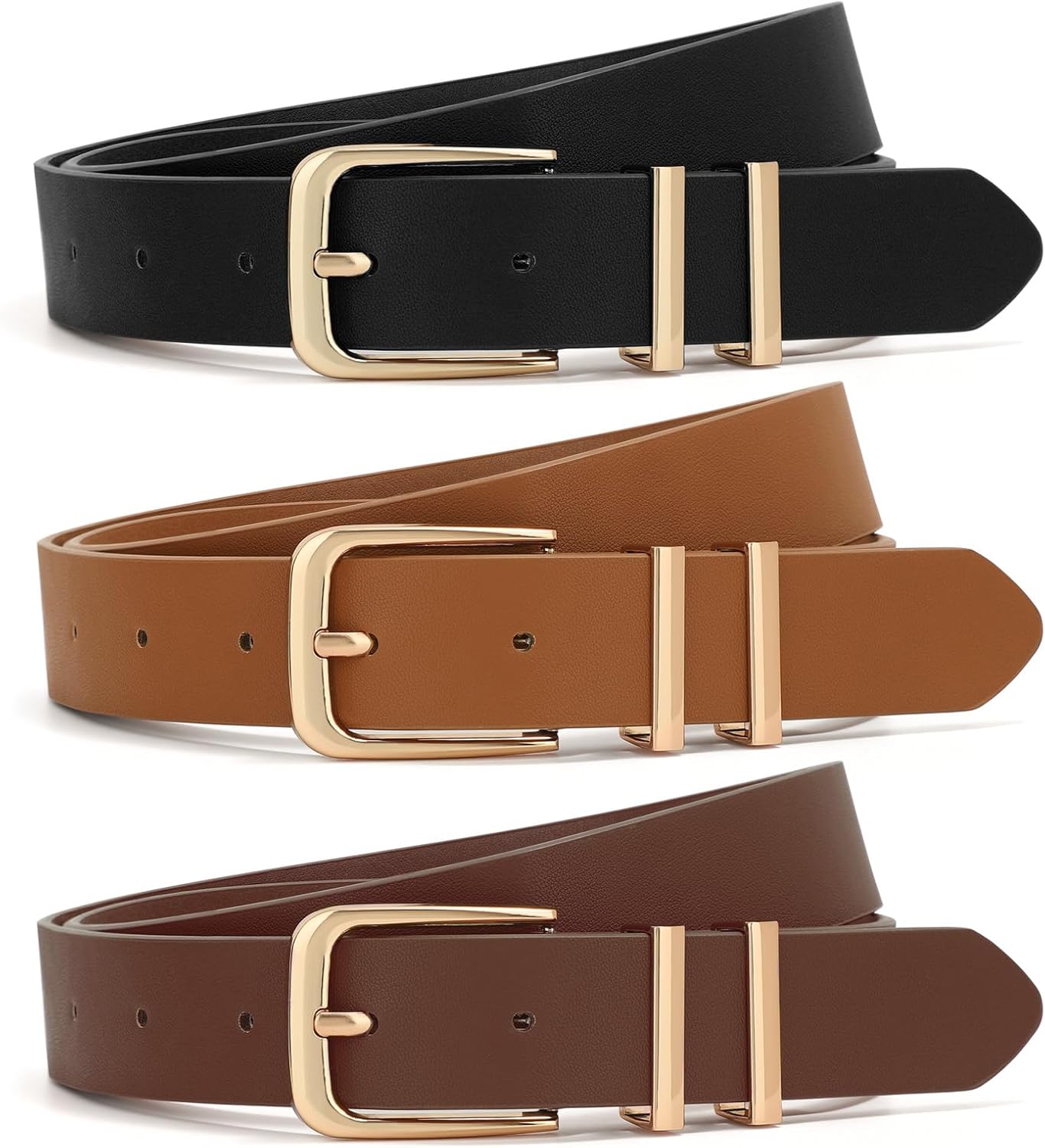 XZQTIVE Women’s Leather Belt Set (3-Pack)