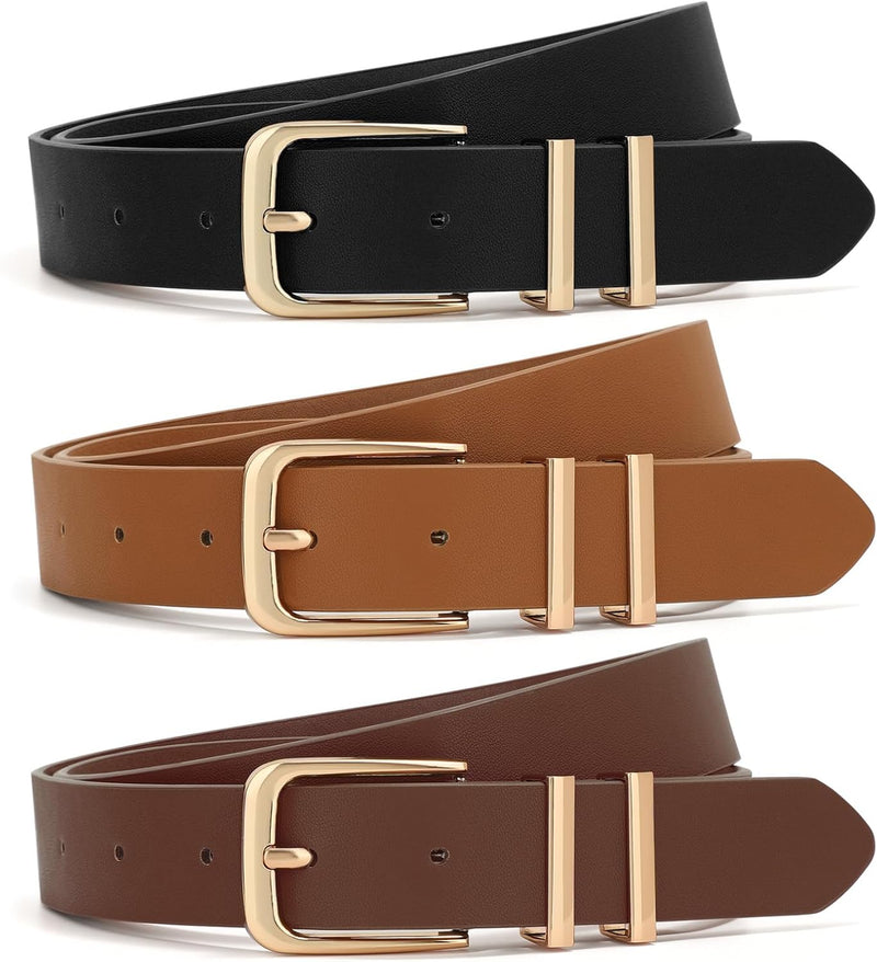 XZQTIVE Women’s Leather Belt Set (3-Pack)