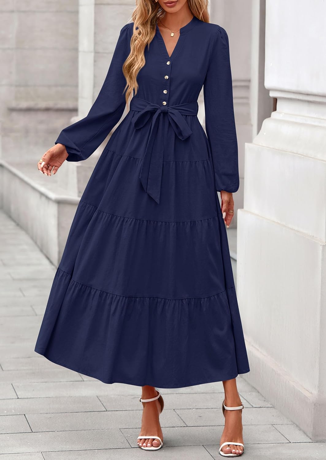 PRETTYGARDEN Women’s Ruffle A-Line Maxi Dress with Pockets