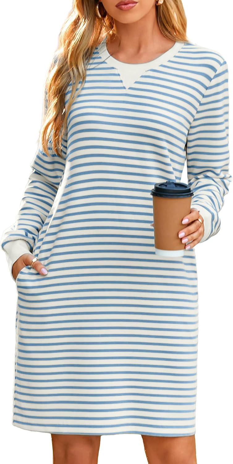 Glamaker Women’s Casual Shift Midi Dress with Pockets