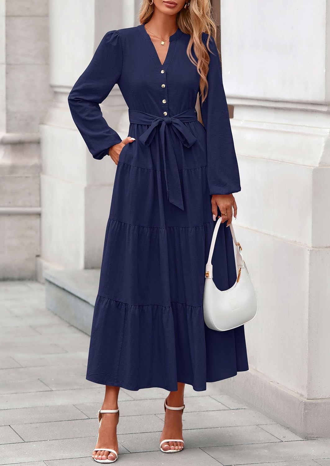 PRETTYGARDEN Women’s Ruffle A-Line Maxi Dress with Pockets