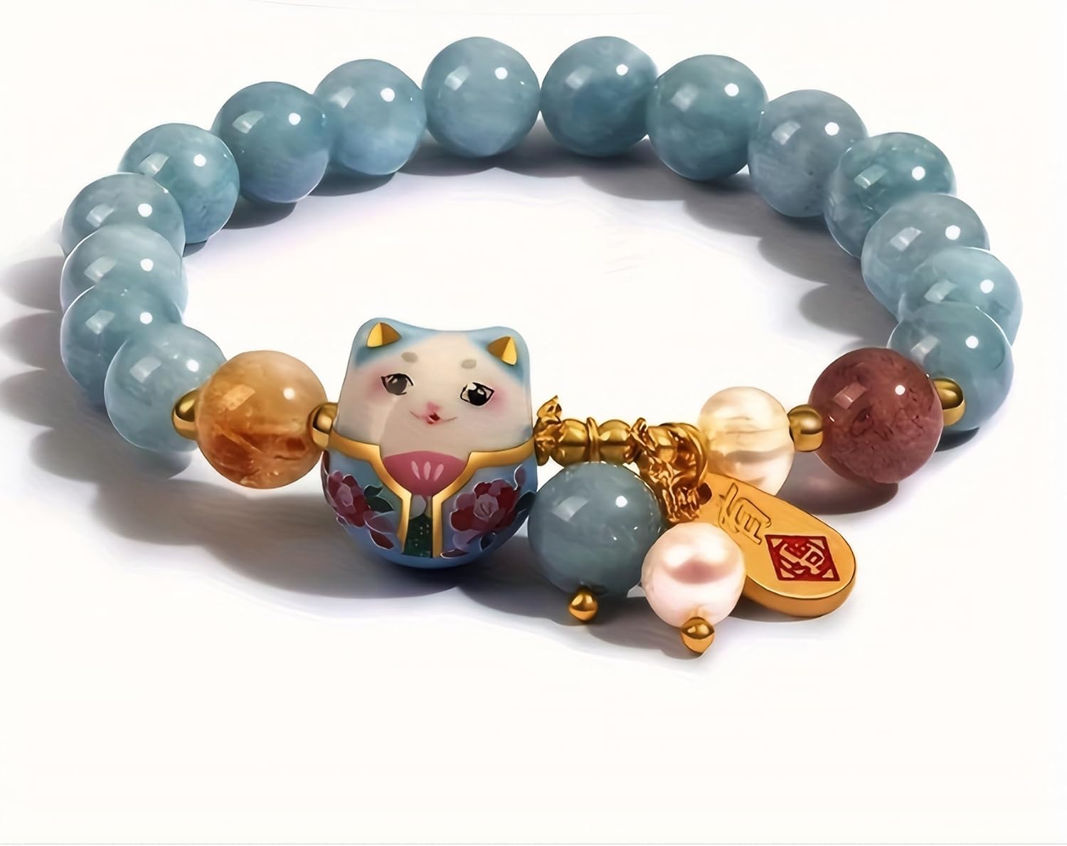 Lucky Cat Blue Crystal Bracelet for Women