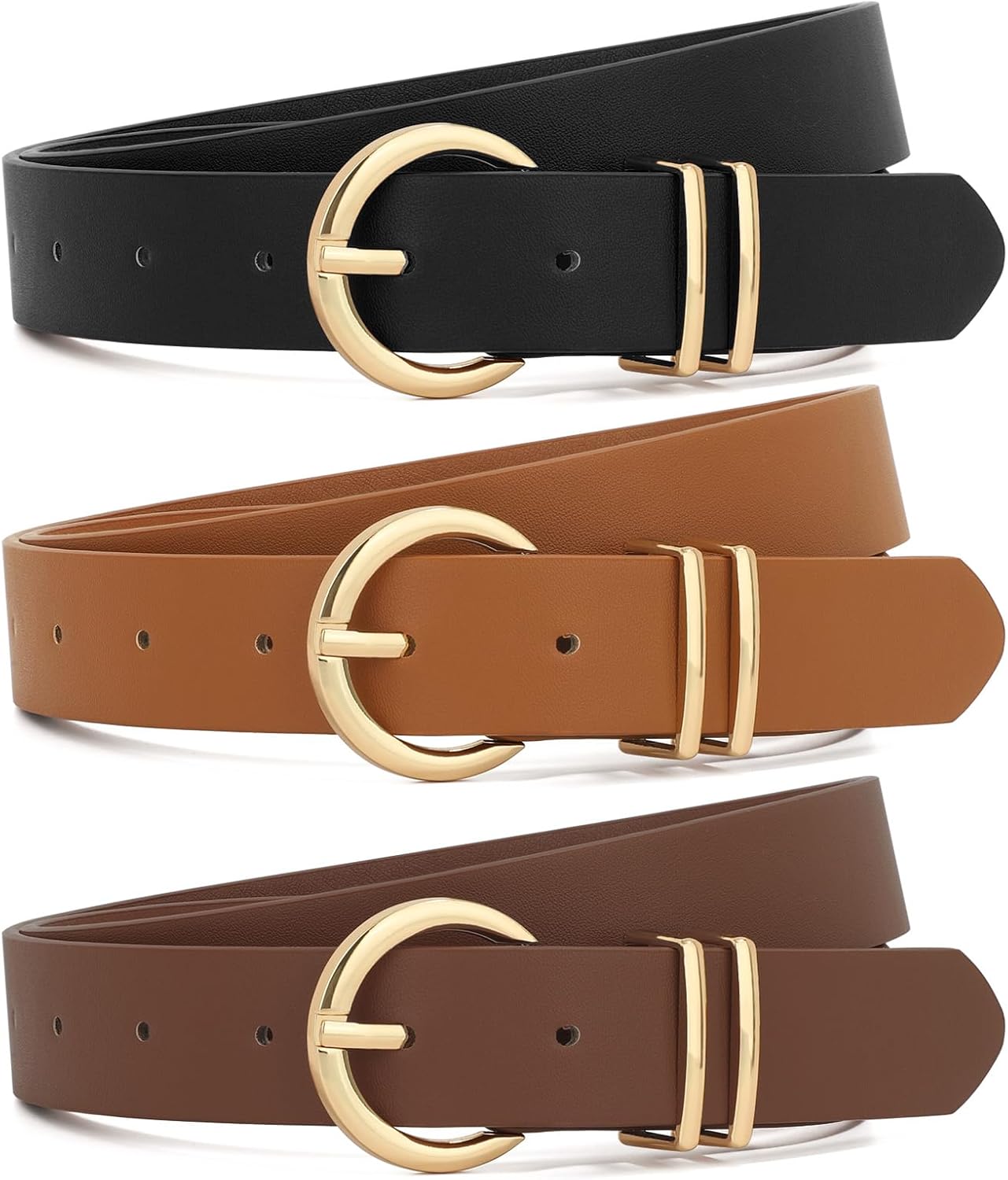 XZQTIVE Women’s Leather Belt Set (3-Pack)
