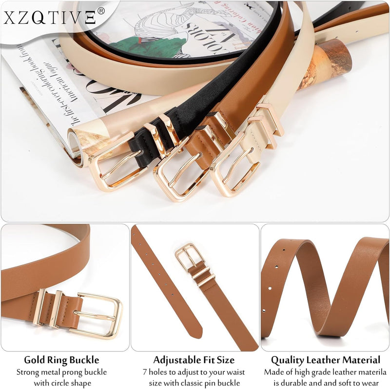 XZQTIVE Women’s Leather Belt Set (3-Pack)