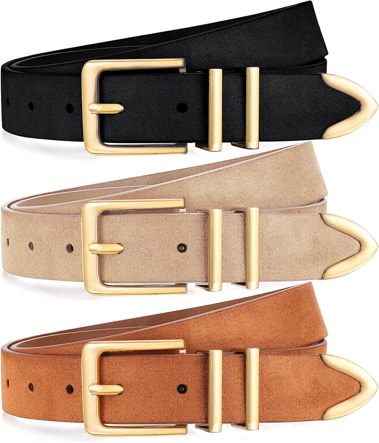 XZQTIVE Women’s Leather Belt Set (3-Pack)