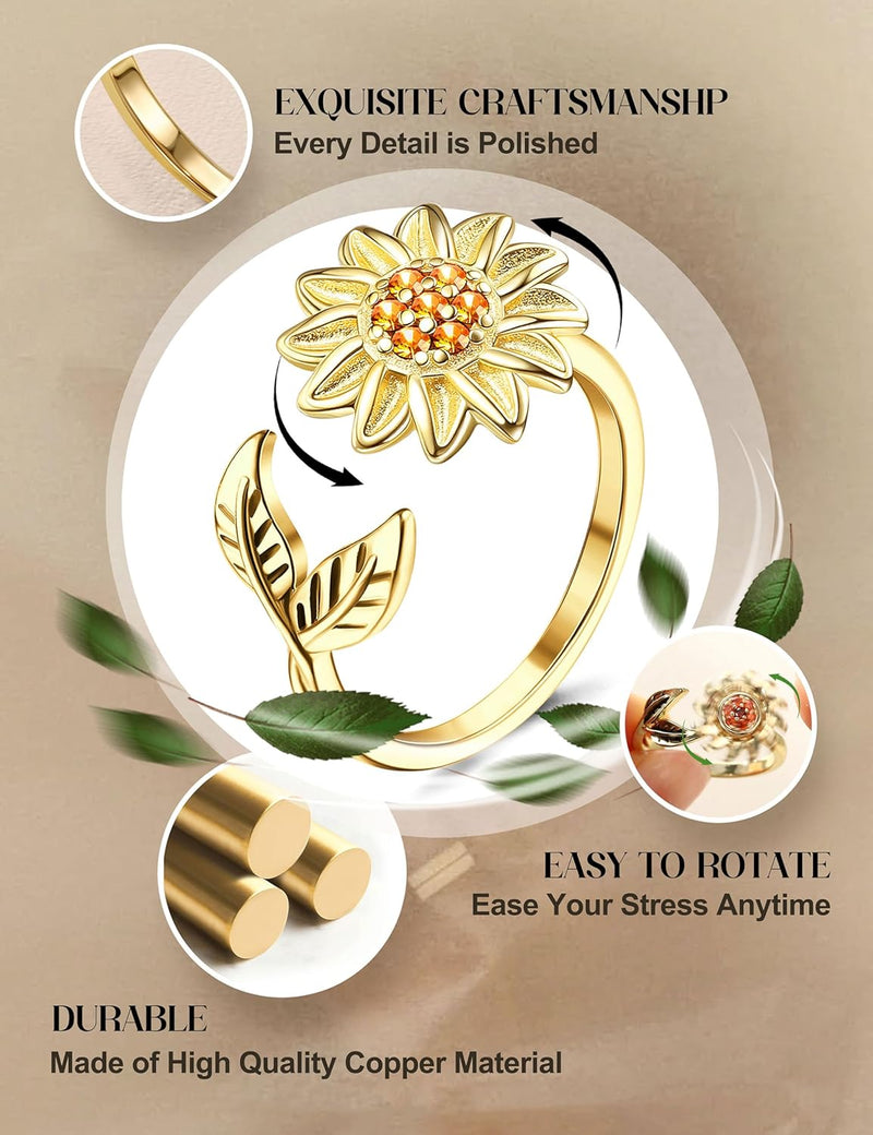 FIBO STEEL 9-Piece Fidget Spinner Rings