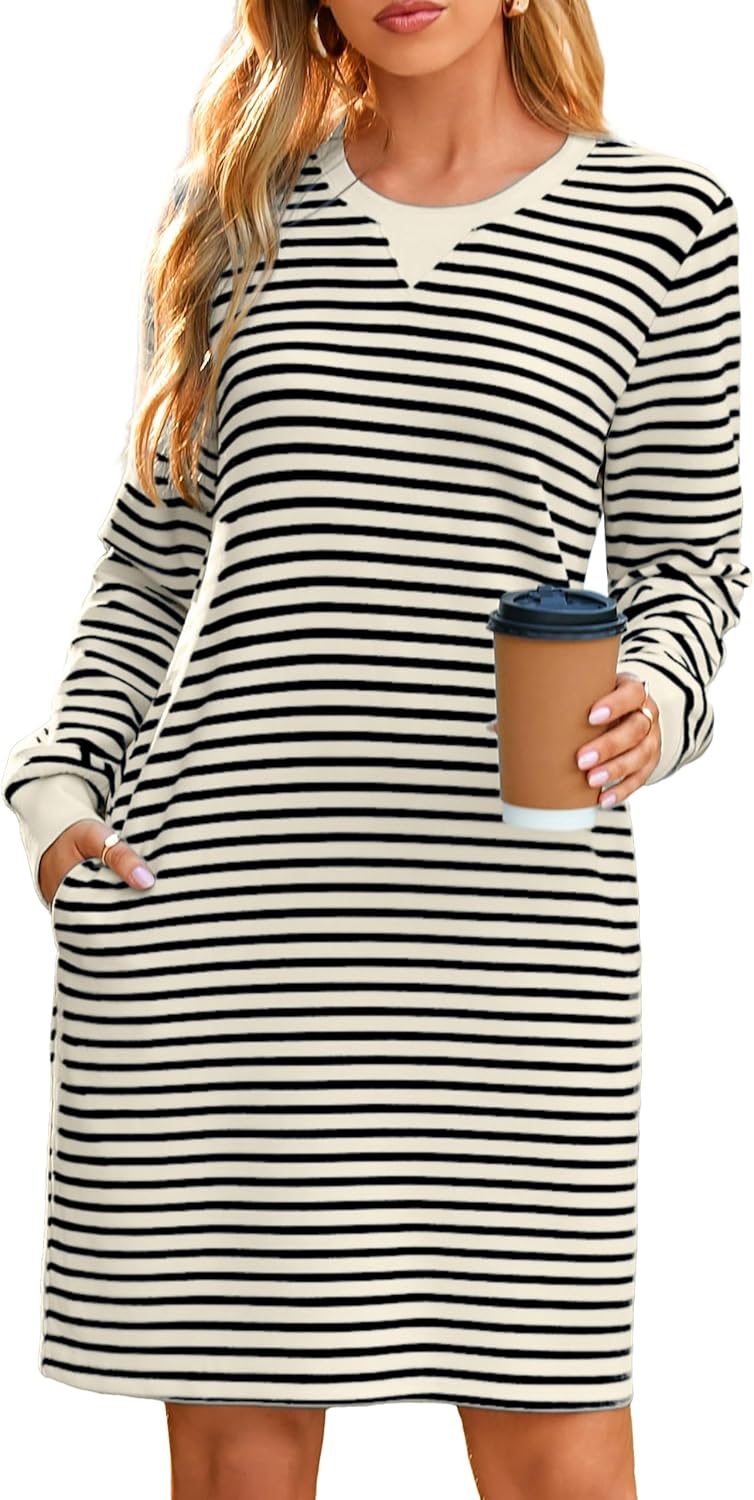 Glamaker Women’s Casual Shift Midi Dress with Pockets