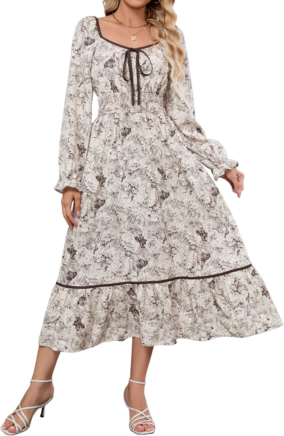 ZAFUL Women's Boho Floral Midi Dress