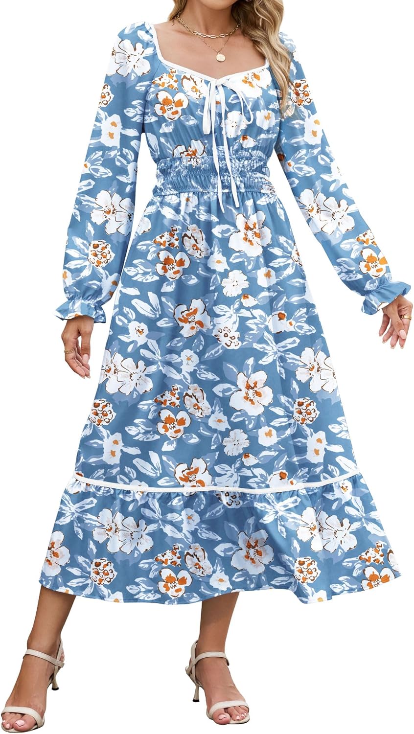 ZAFUL Women's Boho Floral Midi Dress