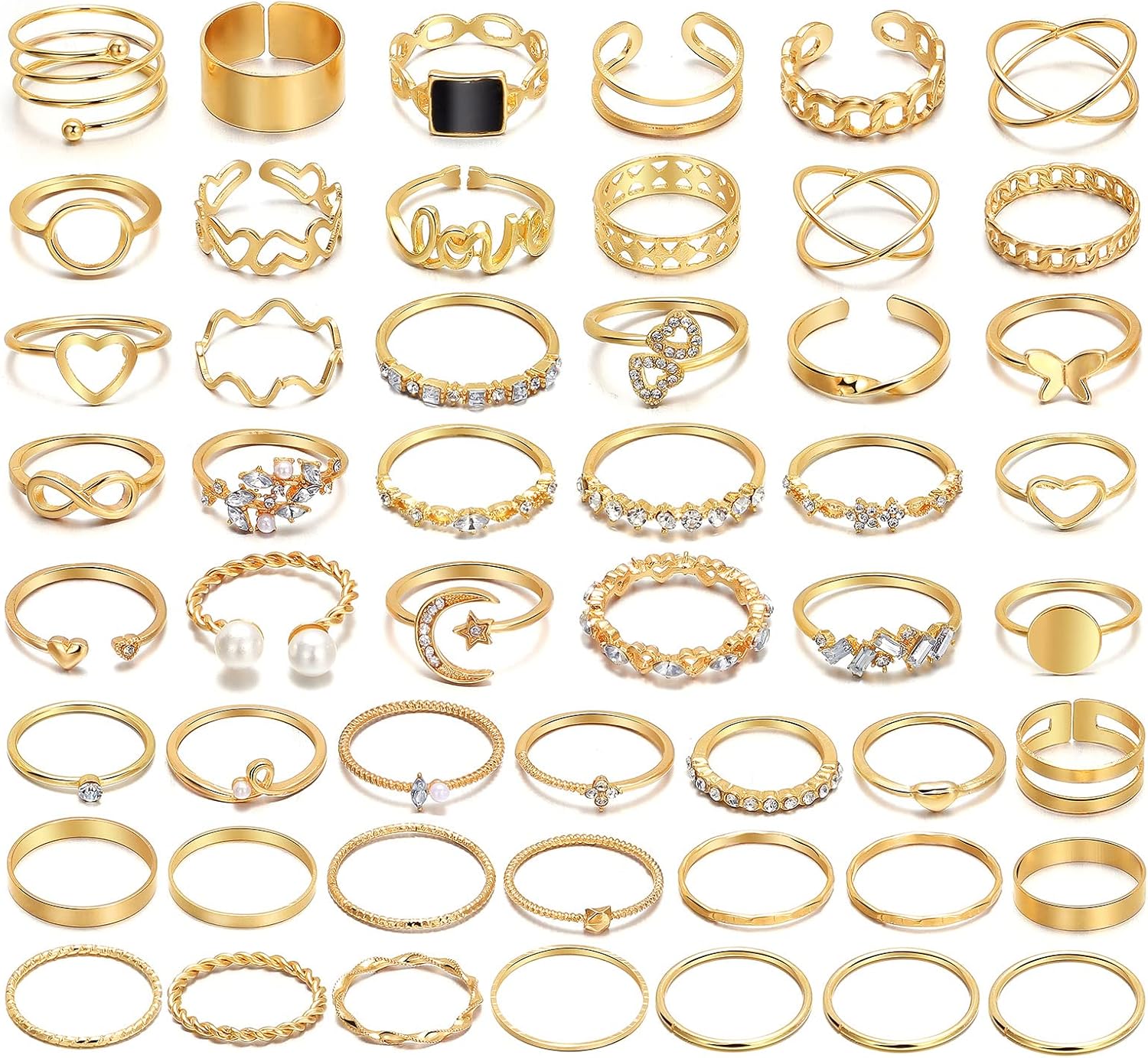 IFKM Gold Stackable Knuckle Rings Set for Women