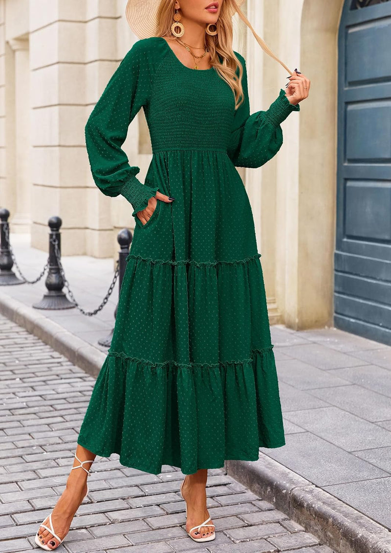 PRETTYGARDEN Women's Smocked Maxi Dress