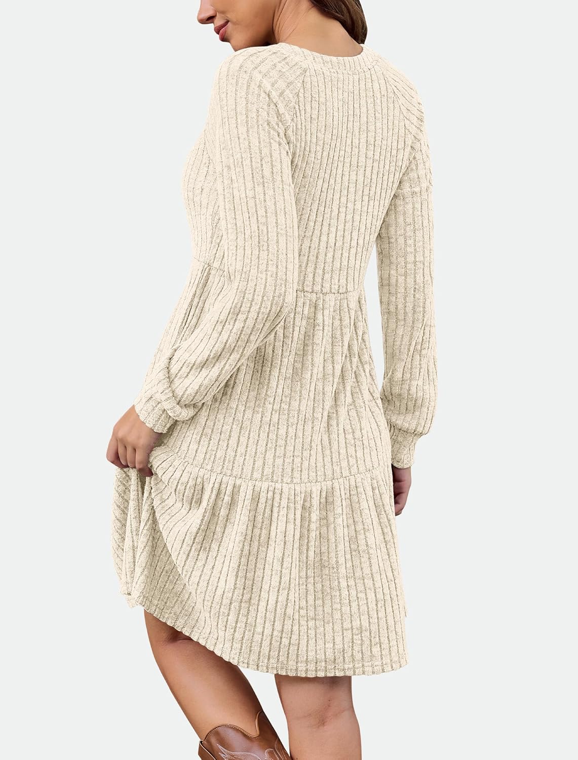 IWD Women’s Cozy V-Neck A-Line Knit Dress with Pockets